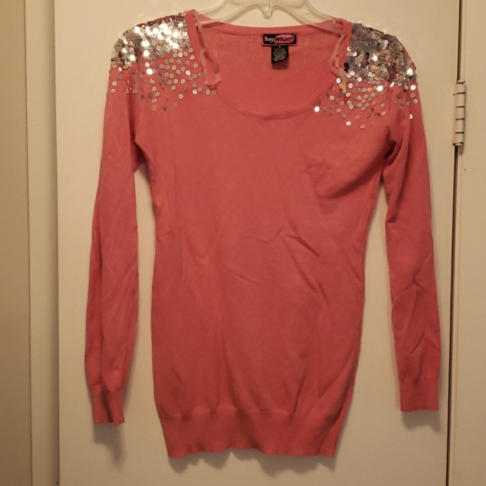 $5 FEBRUARY SALE Say What? Coral Sweater size M